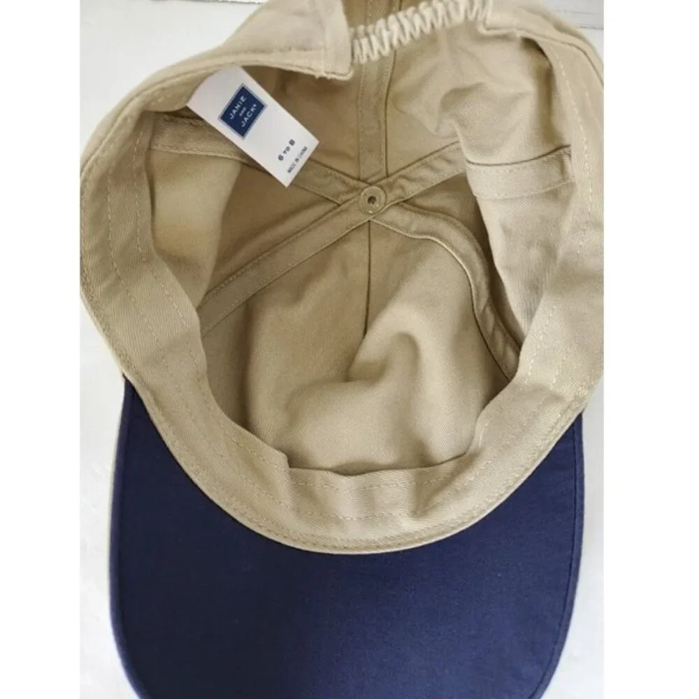 Janie and Jack EUC Boys Tan Sailboat Nautical Baseball Hat Size 6-8
